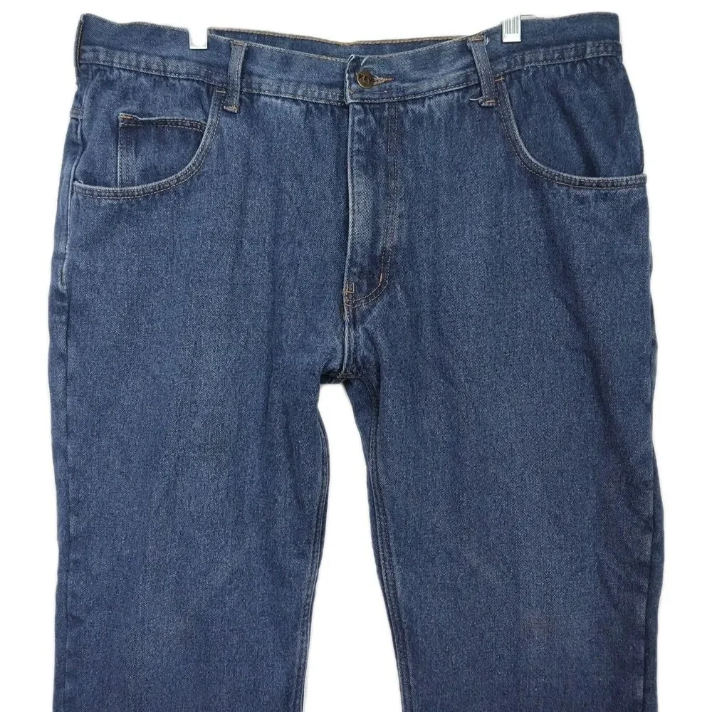 Key‎ Straight Leg Flannel Lined Men's Jeans, 38 x 30, Medium Wash Blue
